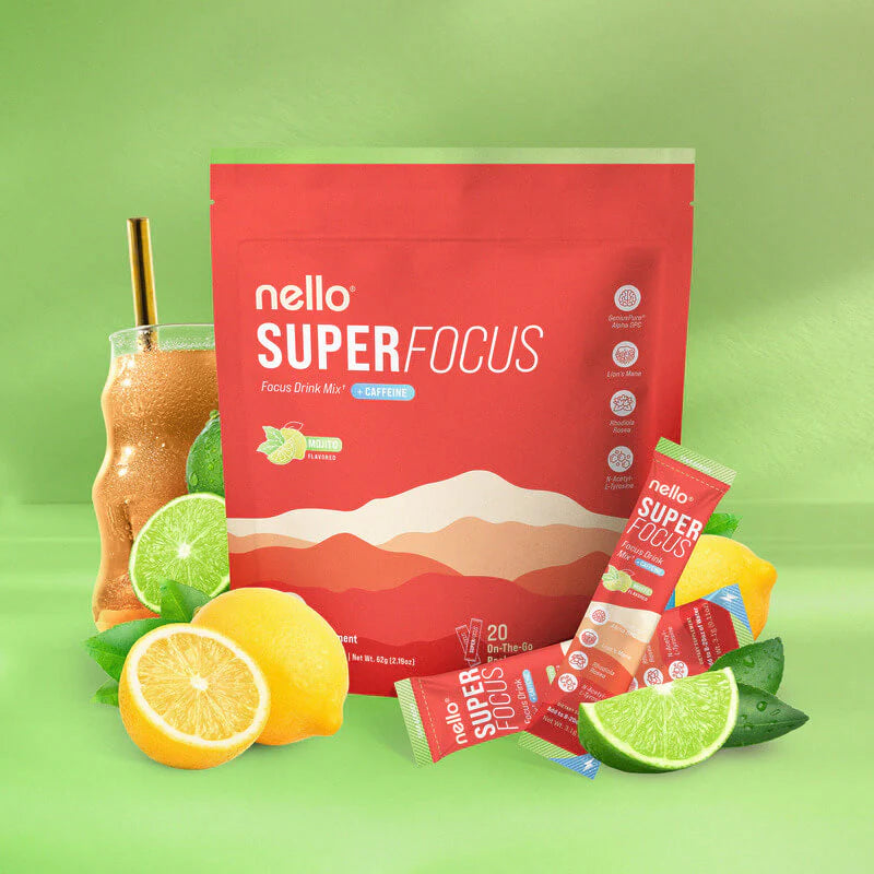 Nello Superfocus – Nootropic Drink Mix with Lion’s Mane, Rhodiola & Alpha-GPC
